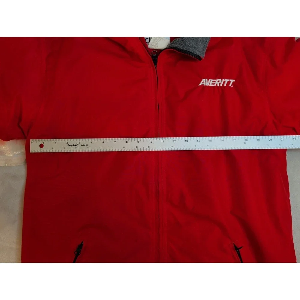 Cintas Averitt Red Jacket Mens‎ M Fleece Lined Full Zip Work Windbreaker